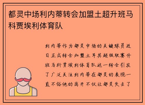 都灵中场利内蒂转会加盟土超升班马科贾埃利体育队